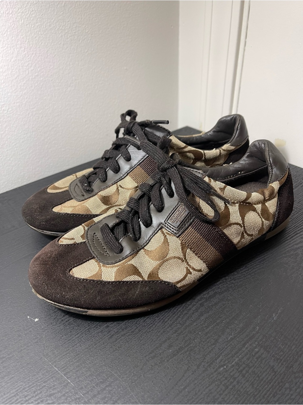 Coach Joss Signature C Jacquard Suede Low Top Sneakers Q293 Size 8.5